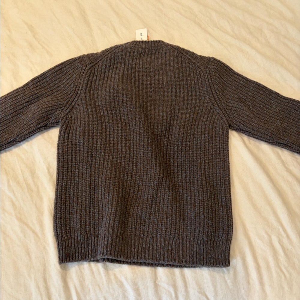 Nudie Jeans Dark Charcoal Ribbed Crewneck Sweater
